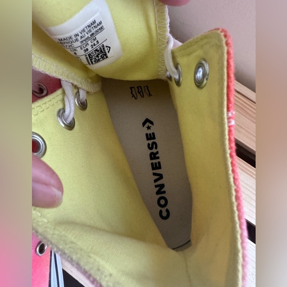 Converse Chuck Taylor Lift High Top Sneakers Womens  US8 Orange Yellow Tie Dye - Picture 4 of 12